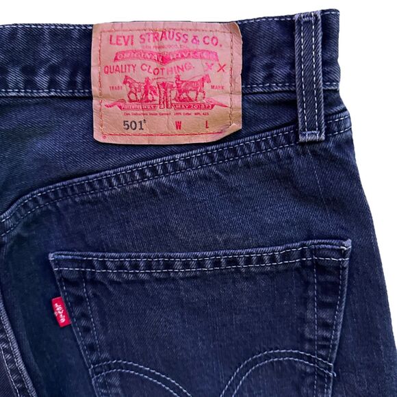 VTG Levis 501 Jeans Mens 33x30 Straight Button Fly Dark Wash w/Light Stitch Y2K - Picture 11 of 12